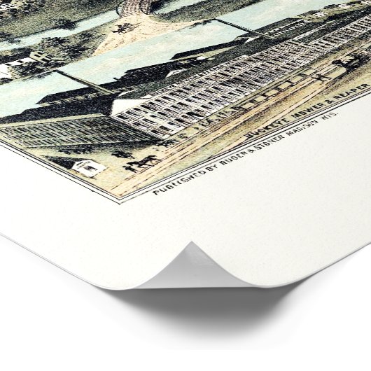 Akron, OH Panorama Kaart - 1870 Poster (Hoek)