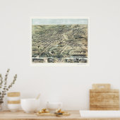 Akron, OH Panorama Kaart - 1870 Poster (Keuken)