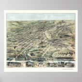 Akron, OH Panorama Kaart - 1870 Poster (Voorkant)