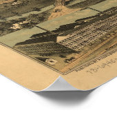 Akron Ohio 1870 Antiek Panoramische Kaart Poster (Hoek)