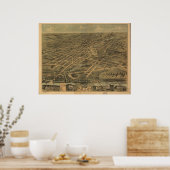 Akron Ohio 1870 Antiek Panoramische Kaart Poster (Keuken)