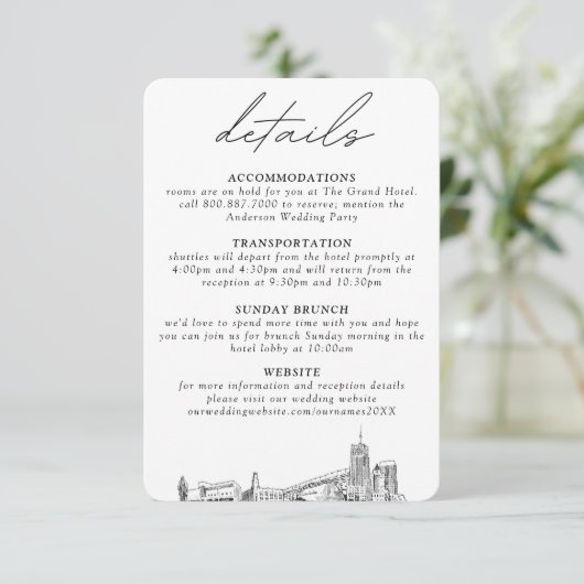 Akron Ohio Bruiloft Verticale details Informatiekaartje (Staand voorkant)