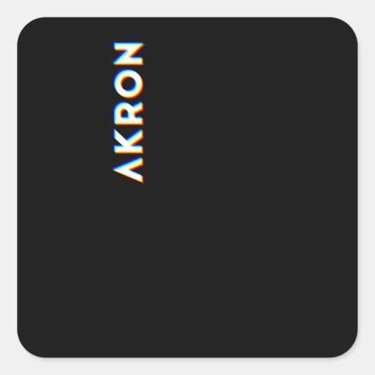Akron Ohio CMYK Glitch Type Vierkante Sticker (Voorkant)