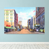 Akron Ohio Main Street 1940 Canvas Afdruk (Insitu (Houten vloer))