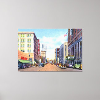 Akron Ohio Main Street 1940 Canvas Afdruk