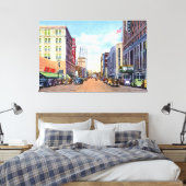 Akron Ohio Main Street 1940 Canvas Afdruk (Insitu (Slaapkamer))