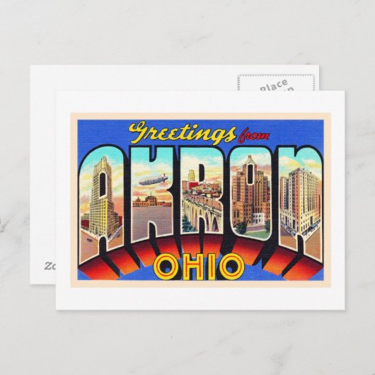 Akron Ohio OH groot Briefkaart (Voorkant / Achterkant)