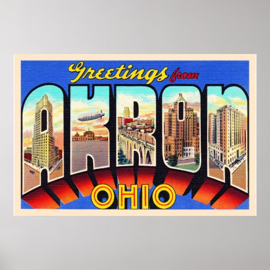 Akron Ohio OH  groot Briefkaart Poster (Voorkant)