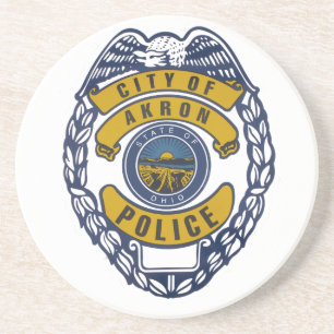 Akron Ohio Politiedienst Sticker. Zandsteen Onderzetter