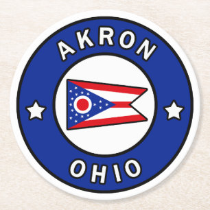 Akron Ohio Ronde Kartonnen Onderzetter
