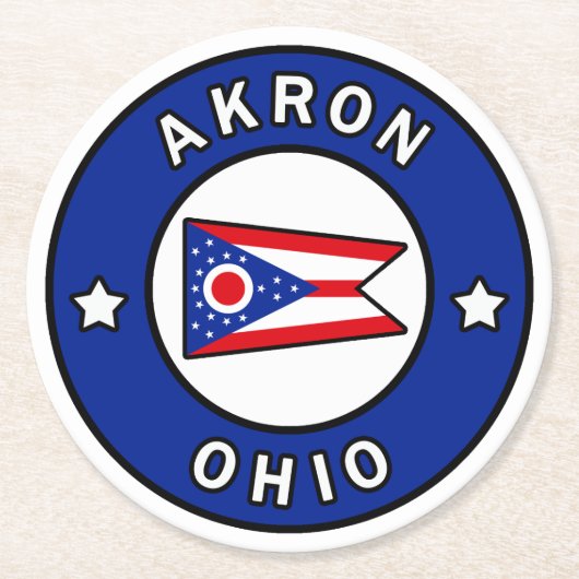 Akron Ohio Ronde Kartonnen Onderzetter (Voorkant)