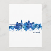 Akron Ohio Skyline Blue Feestdagenkaart (Voorkant)
