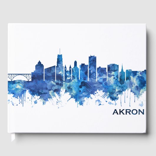 Akron Ohio Skyline Blue Gastenboek (Voorkant)