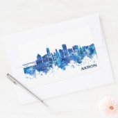 Akron Ohio Skyline Blue Rechthoekige Sticker (Envelop)