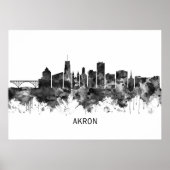 Akron Ohio Skyline BW Poster (Voorkant)