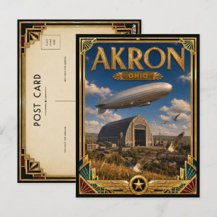 Akron Ohio Vintage Art Deco Gouden Tijdperk Briefkaart