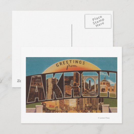 Akron, OhioLarge Letter ScenesAkron, OH Briefkaart (Voorkant / Achterkant)
