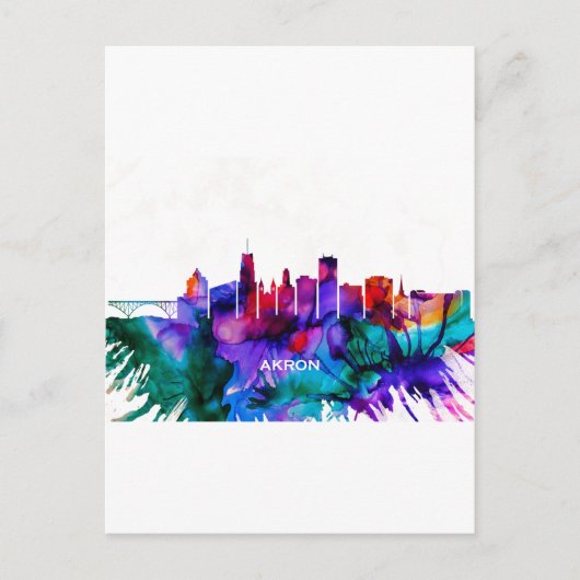 Akron Skyline Feestdagenkaart (Voorkant)