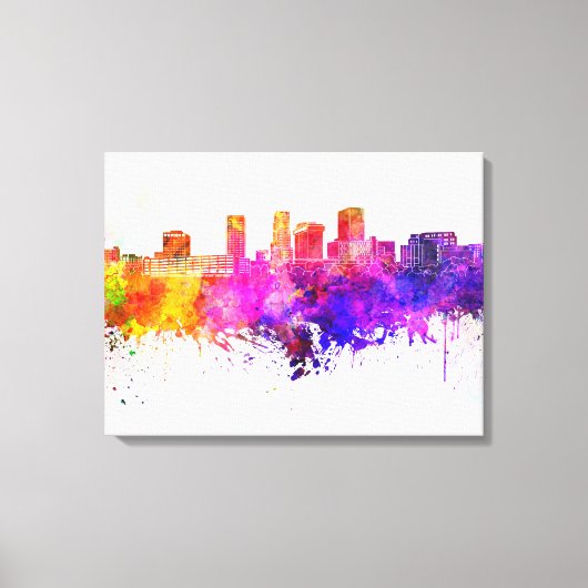 Akron skyline in watercolor background canvas afdruk (Voorkant)