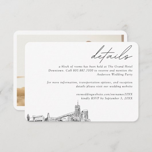 Akron Wedding Hotel Kamer Blok Details Informatiekaartje (Voorkant / Achterkant)