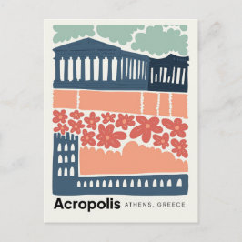 Akropolis Athene Griekenland abstracte reizen bloe Briefkaart