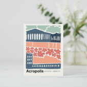 Akropolis Athene Griekenland abstracte reizen bloe Briefkaart (Staand voorkant)