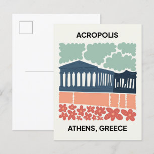 Akropolis Athene Griekenland abstracte reizen bloe Briefkaart