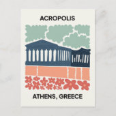 Akropolis Athene Griekenland abstracte reizen bloe Briefkaart (Voorkant)