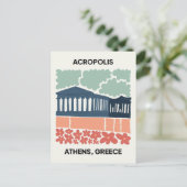 Akropolis Athene Griekenland abstracte reizen bloe Briefkaart (Staand voorkant)