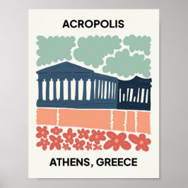 Akropolis Athene Griekenland abstracte reizen bloe Poster