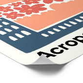 Akropolis Athene Griekenland abstracte reizen bloe Poster (Hoek)