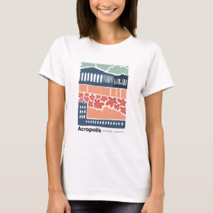 Akropolis Athene Griekenland abstracte reizen bloe T-shirt