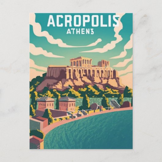 Akropolis Athene, Griekenland Briefkaart (Voorkant)