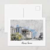 Akropolis, Athene, Griekenland Retro Vintage Reize Briefkaart (Voorkant / Achterkant)
