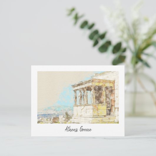Akropolis, Athene, Griekenland Retro Vintage Reize Briefkaart (Staand voorkant)