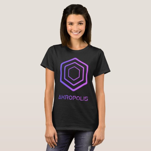 AKROPOLIS Crypto Decentralized Blockchain AKRO DeF T-shirt (Voorkant volledig)