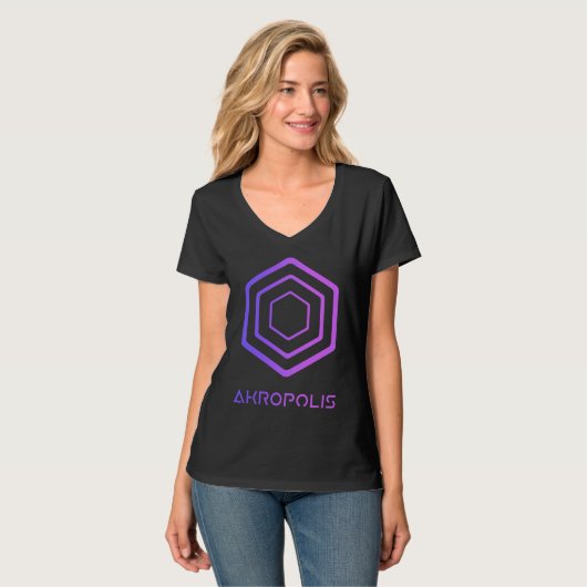 AKROPOLIS Crypto Decentralized Blockchain AKRO DeF T-shirt (Voorkant volledig)