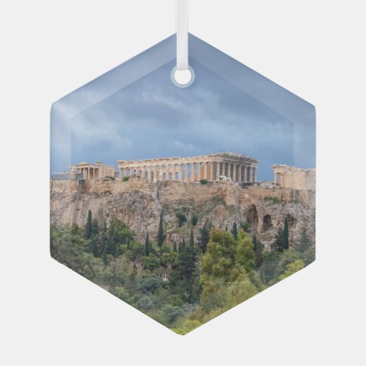 Akropolis, het oude Athene, Griekenland Glas Ornament (Voorkant)