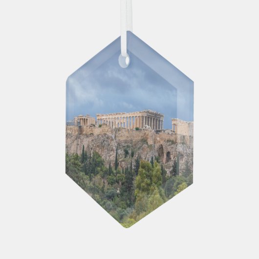 Akropolis, het oude Athene, Griekenland Glas Ornament (Voorkant links)