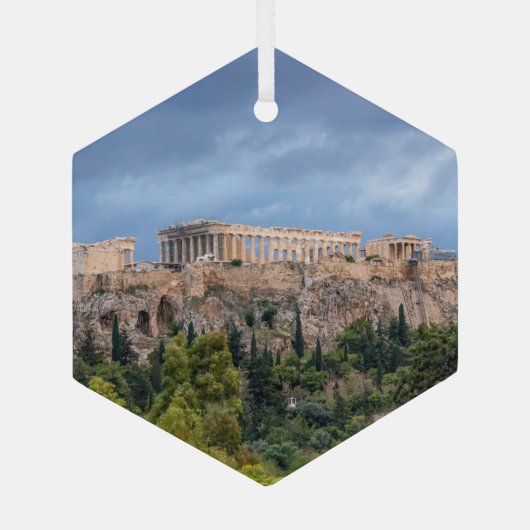 Akropolis, het oude Athene, Griekenland Glas Ornament (Achterkant)