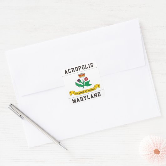 Akropolis Maryland Vierkante Sticker (Envelop)