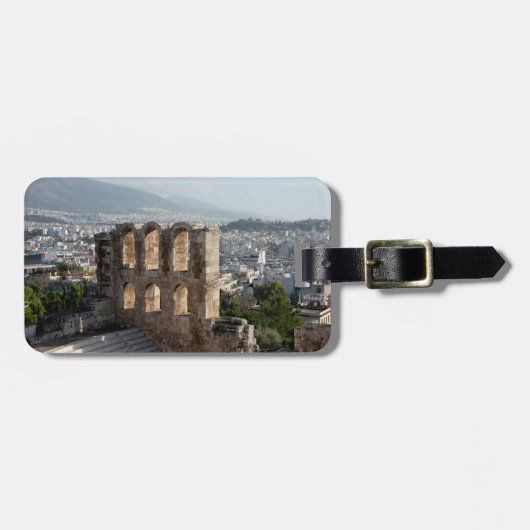 Akropolis Oude ruïnes met uitzicht op Athene Bagagelabel (Voorkant horizontaal)