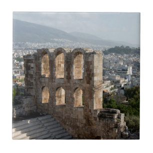 Akropolis Oude ruïnes met uitzicht op Athene Tegeltje