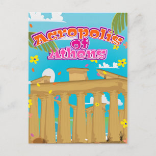 Akropolis van Athene Griekenland reisposter. Briefkaart