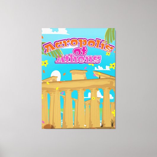 Akropolis van Athene Griekenland reisposter. Canvas Afdruk (Voorkant)