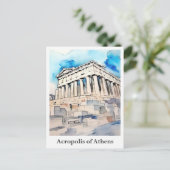 Akropolis van Athene Griekenland Waterverf Reizen Briefkaart (Staand voorkant)