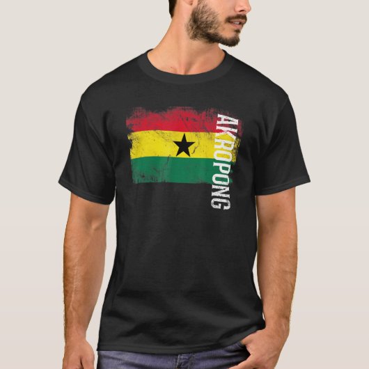 Akropong Ghana vlag voor Ghanese Mannen Kinderen T-shirt (Voorkant)