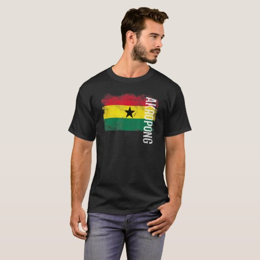 Akropong Ghana vlag voor Ghanese Mannen Kinderen T-shirt (Voorkant volledig)