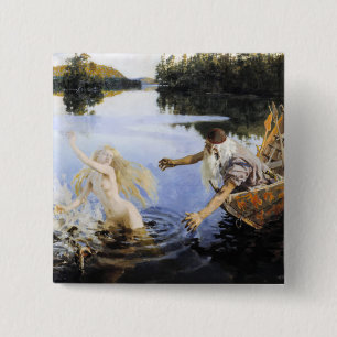 Akseli Gallen-Kallela - Aino Myth Vierkante Button 5,1 Cm