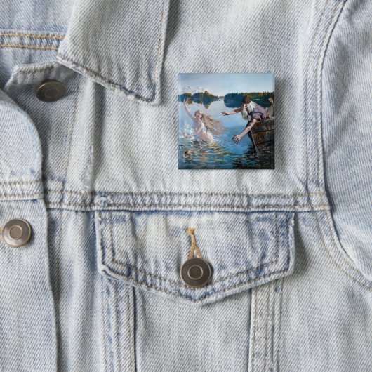 Akseli Gallen-Kallela - Aino Triptych Vierkante Button 5,1 Cm (In situ)